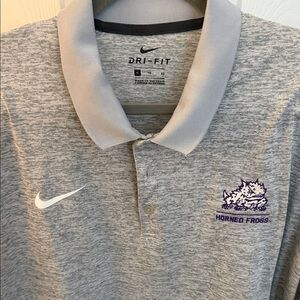 TCU Nike Heather Gray Polo Shirt with Logo